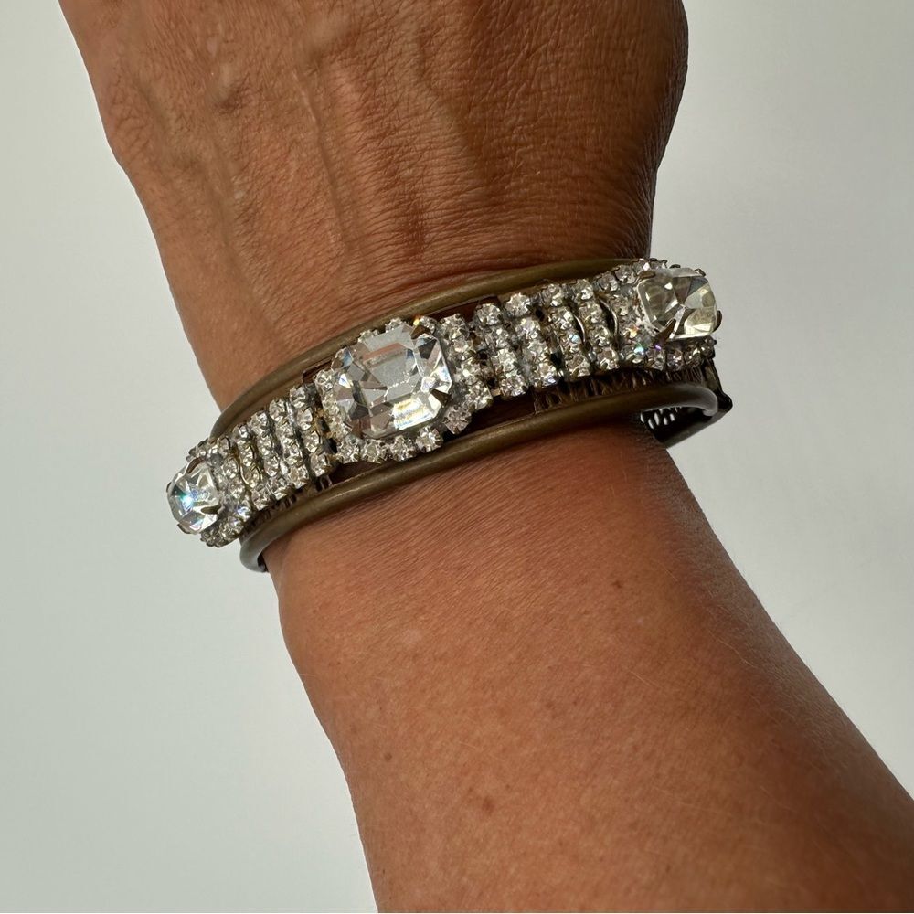 Artisan Handmade Bracelet Vintage Retro Inspired Crystal Embellished Boho Cuff